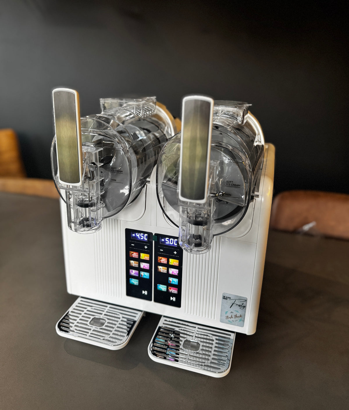 The Frosty twin barrel countertop slush machine