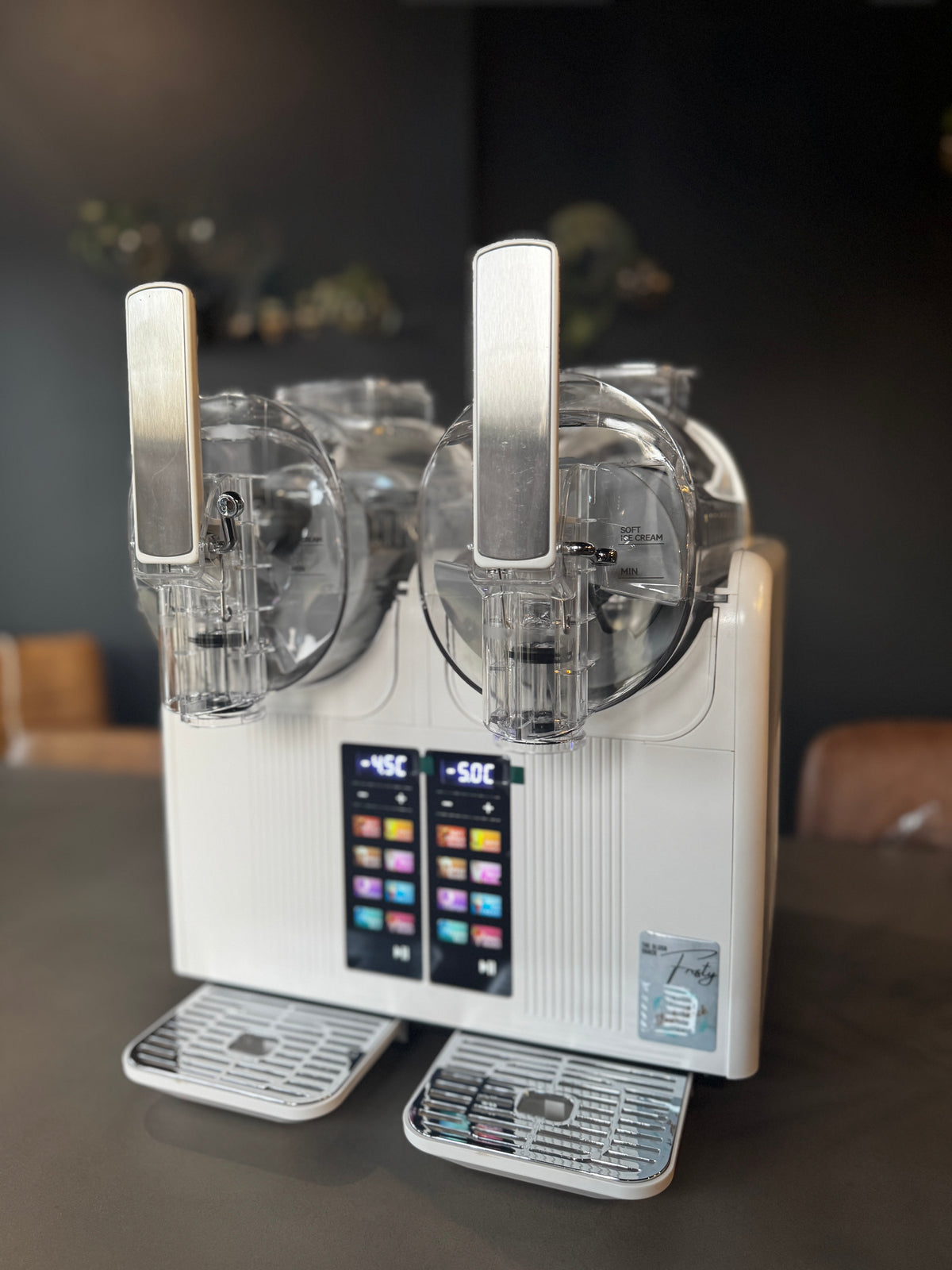 The Frosty twin barrel countertop slush machine