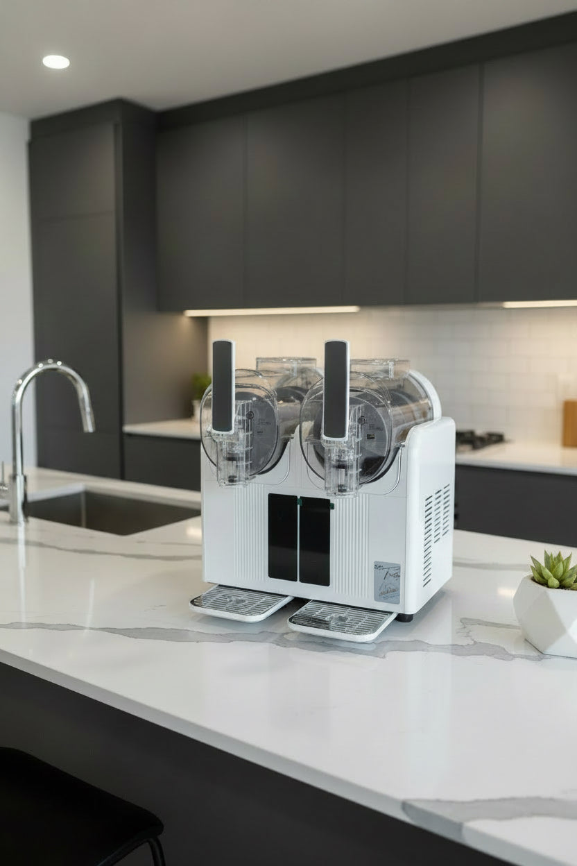 The Frosty twin barrel countertop slush machine